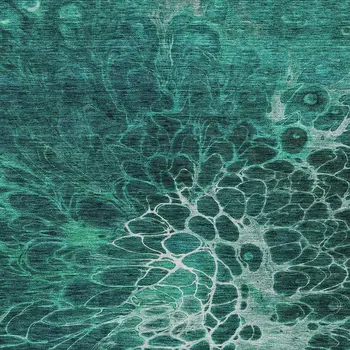 5' X 8' Teal Blue Aqua And Turquoise Abstract Washable Indoor Outdoor Area Rug
