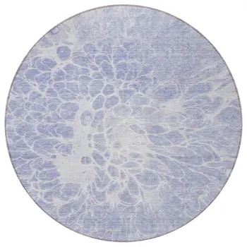 8' Lavender Ivory And Lilac Round Abstract Washable Indoor Outdoor Area Rug