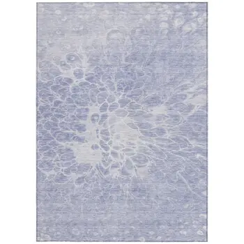 9' X 12' Lavender Ivory And Lilac Abstract Washable Indoor Outdoor Area Rug