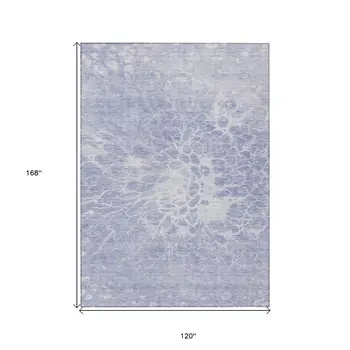 10' X 14' Lavender Ivory And Lilac Abstract Washable Indoor Outdoor Area Rug