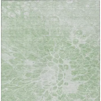 5' X 8' Mint Green And Ivory Abstract Washable Indoor Outdoor Area Rug