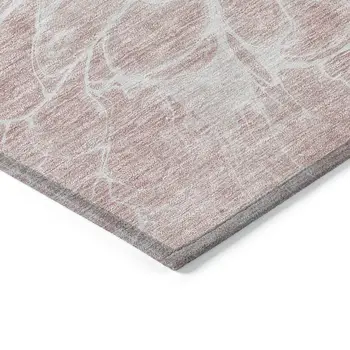 8' X 10' Pink Blush And Ivory Abstract Washable Indoor Outdoor Area Rug