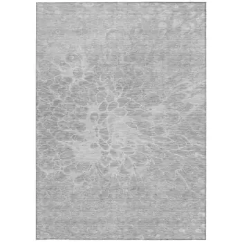 10' X 14' Silver And Gray Abstract Washable Indoor Outdoor Area Rug