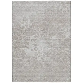 10' X 14' Taupe Beige And Ivory Abstract Washable Indoor Outdoor Area Rug