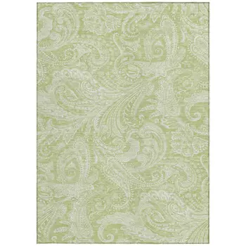 3' X 5' Green And Ivory Paisley Washable Indoor Outdoor Area Rug