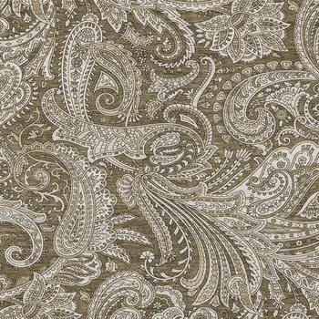 9' X 12' Chocolate Beige And Ivory Paisley Washable Indoor Outdoor Area Rug
