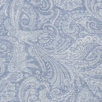5' X 8' Denim Blue Sky Blue And Ivory Paisley Washable Indoor Outdoor Area Rug