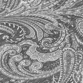 8' Gray Charcoal And Ivory Round Paisley Washable Indoor Outdoor Area Rug