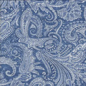 10' X 14' Navy Blue And Denim Blue Paisley Washable Indoor Outdoor Area Rug