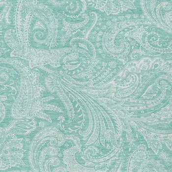 9' X 12' Teal Blue And Ivory Paisley Washable Indoor Outdoor Area Rug