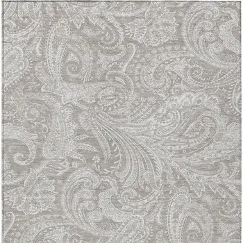 3' X 5' Taupe Beige And Ivory Paisley Washable Indoor Outdoor Area Rug