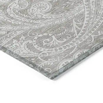 3' X 5' Taupe Beige And Ivory Paisley Washable Indoor Outdoor Area Rug
