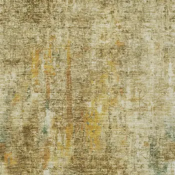3' X 5' Brown Beige And Gold Abstract Washable Indoor Outdoor Area Rug