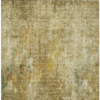 5' X 8' Brown Beige And Gold Abstract Washable Indoor Outdoor Area Rug