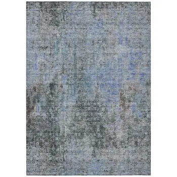 3' X 5' Gray Charcoal And Blue Abstract Washable Indoor Outdoor Area Rug