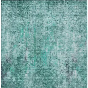 9' X 12' Teal Blue Green And Gray Abstract Washable Indoor Outdoor Area Rug