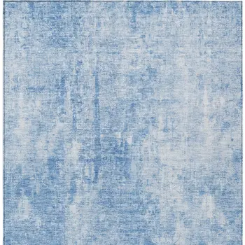 8' X 10' Denim Blue And Ivory Abstract Washable Indoor Outdoor Area Rug