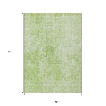 3' X 5' Green Abstract Washable Indoor Outdoor Area Rug