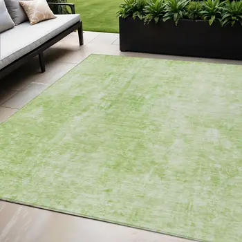 5' X 8' Green Abstract Washable Indoor Outdoor Area Rug