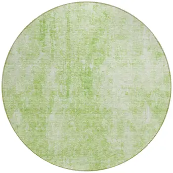 8' Green Round Abstract Washable Indoor Outdoor Area Rug