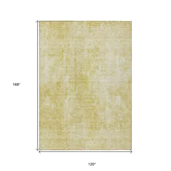 10' X 14' Gold Wheat And Ivory Abstract Washable Indoor Outdoor Area Rug