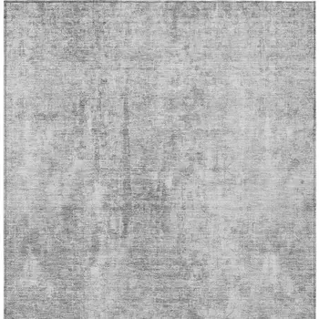 8' X 10' Gray Silver And Charcoal Abstract Washable Indoor Outdoor Area Rug