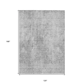 10' X 14' Gray Silver And Charcoal Abstract Washable Indoor Outdoor Area Rug