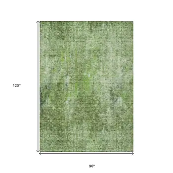 8' X 10' Olive Green And Artichoke Green Abstract Washable Indoor Outdoor Area Rug
