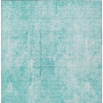 8' X 10' Teal Blue And Ivory Abstract Washable Indoor Outdoor Area Rug