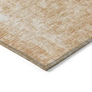 3' X 5' Terra Cotta Copper And Ivory Abstract Washable Indoor Outdoor Area Rug