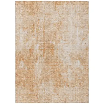 5' X 8' Terra Cotta Copper And Ivory Abstract Washable Indoor Outdoor Area Rug