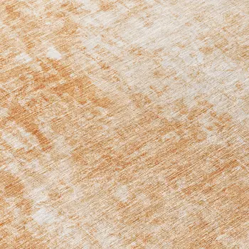 8' Terra Cotta Copper And Ivory Round Abstract Washable Indoor Outdoor Area Rug