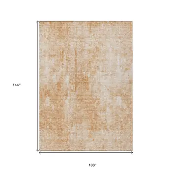 9' X 12' Terra Cotta Copper And Ivory Abstract Washable Indoor Outdoor Area Rug