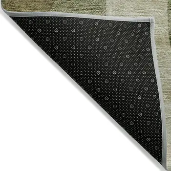 3' X 5' Beige And Chocolate Abstract Washable Indoor Outdoor Area Rug
