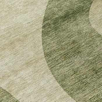 8' Beige And Chocolate Round Abstract Washable Indoor Outdoor Area Rug