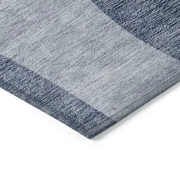 5' X 8' Denim Blue And Sky Blue Abstract Washable Indoor Outdoor Area Rug