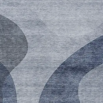 5' X 8' Denim Blue And Sky Blue Abstract Washable Indoor Outdoor Area Rug