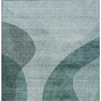 10' X 14' Green And Sage Abstract Washable Indoor Outdoor Area Rug