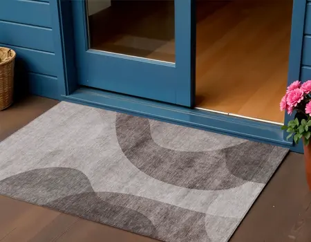 3' X 5' Brown Taupe And Beige Abstract Washable Indoor Outdoor Area Rug