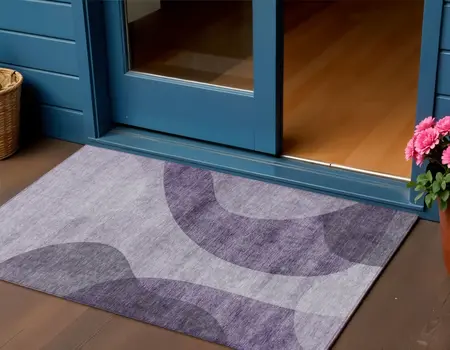 3' X 5' Purple Lavender And Eggplant Abstract Washable Indoor Outdoor Area Rug