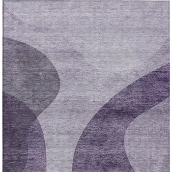 5' X 8' Purple Lavender And Eggplant Abstract Washable Indoor Outdoor Area Rug
