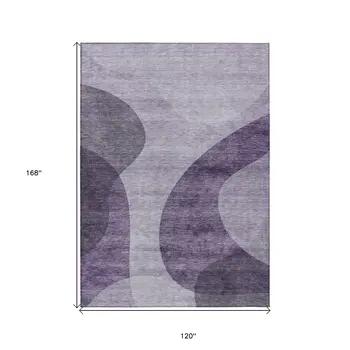 10' X 14' Purple Lavender And Eggplant Abstract Washable Indoor Outdoor Area Rug