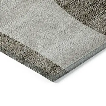 3' X 5' Taupe Beige And Chocolate Abstract Washable Indoor Outdoor Area Rug