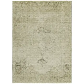 8' X 10' Beige Taupe And Brown Oriental Washable Indoor Outdoor Area Rug