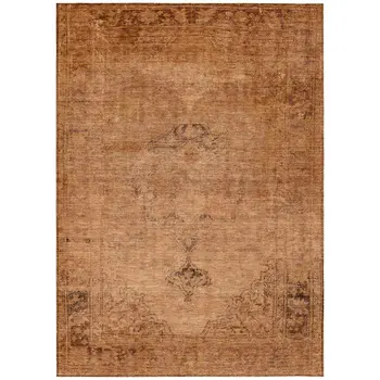 9' X 12' Copper Orange And Brown Oriental Washable Indoor Outdoor Area Rug