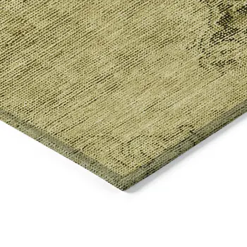 5' X 8' Gold Brown And Wheat Oriental Washable Indoor Outdoor Area Rug