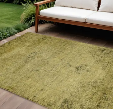 8' X 10' Gold Brown And Wheat Oriental Washable Indoor Outdoor Area Rug