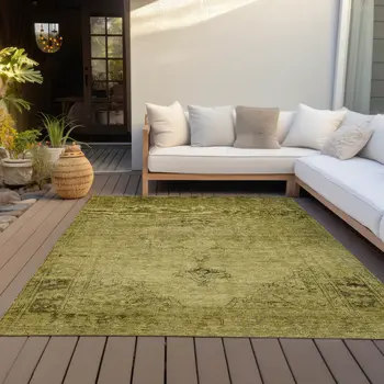 10' X 14' Gold Brown And Wheat Oriental Washable Indoor Outdoor Area Rug