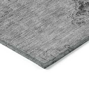 3' X 5' Gray Silver And Charcoal Oriental Washable Indoor Outdoor Area Rug