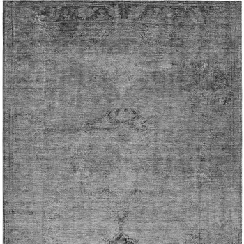 8' X 10' Gray Silver And Charcoal Oriental Washable Indoor Outdoor Area Rug
